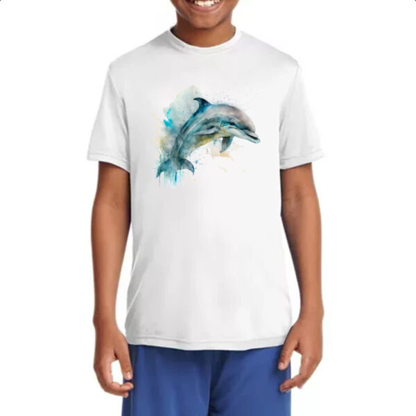 Camiseta Infanto Juvenil Golphinho aquarela 04 - Imagem 4
