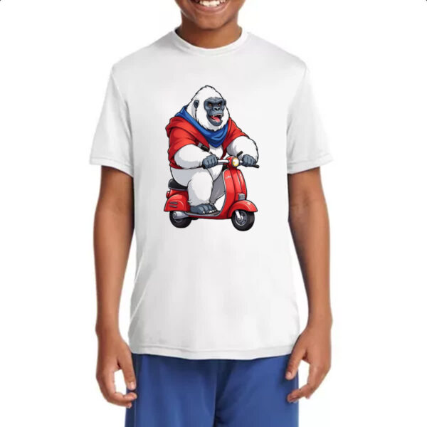 Camiseta Infanto Juvenil Gorila albino na scooter - Imagem 4