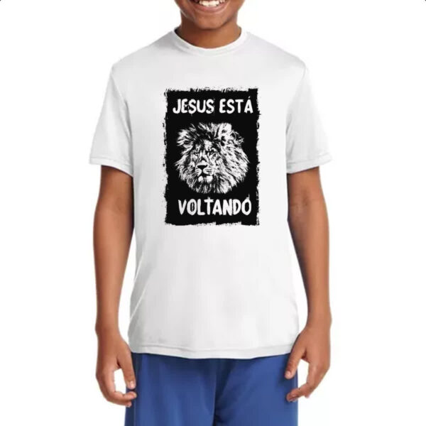 Camiseta Infanto Juvenil Gospel Jesus esta voltando Leao - Imagem 4