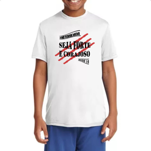 Camiseta Infanto Juvenil Gospel Seja forte e corajoso - Imagem 4