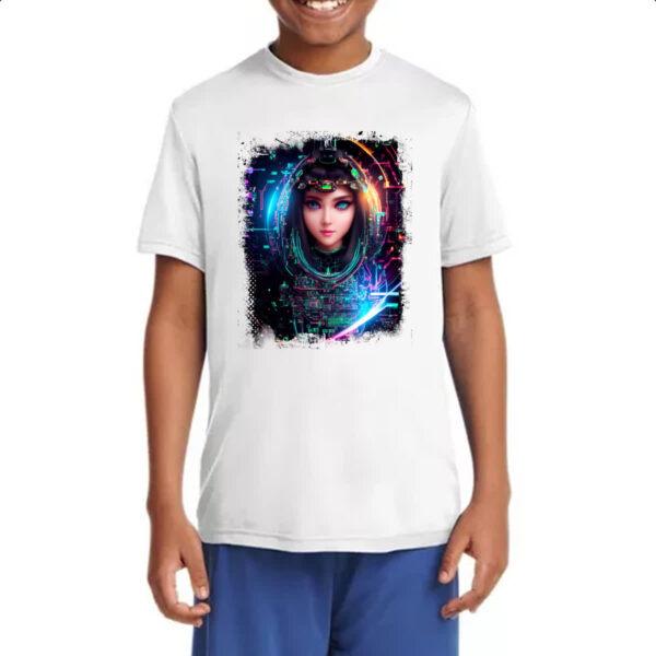 Camiseta Infanto Juvenil Inteligengia Artificial Mulher Holografica - Imagem 4