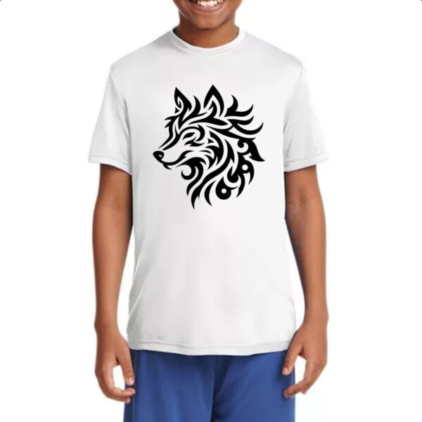Camiseta Infanto Juvenil Lobo silhueta tribal - Imagem 4