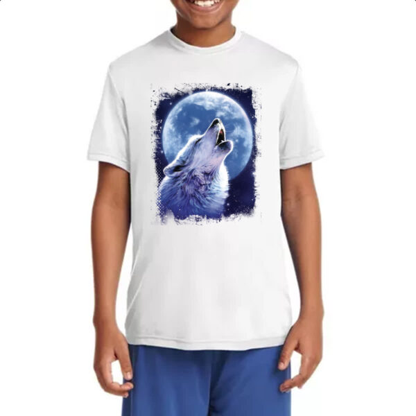 Camiseta Infanto Juvenil Lobo uivando ao luar - Imagem 4