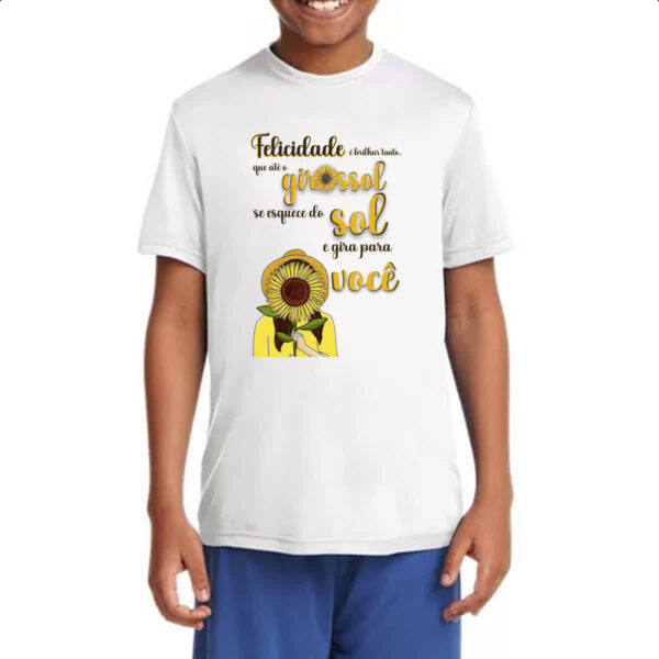 Camiseta Infanto Juvenil Mulher girassol esquece o sol - Imagem 4