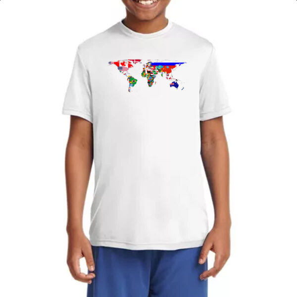 Camiseta Infanto Juvenil Mapa Mundi Bandeiras - Imagem 4