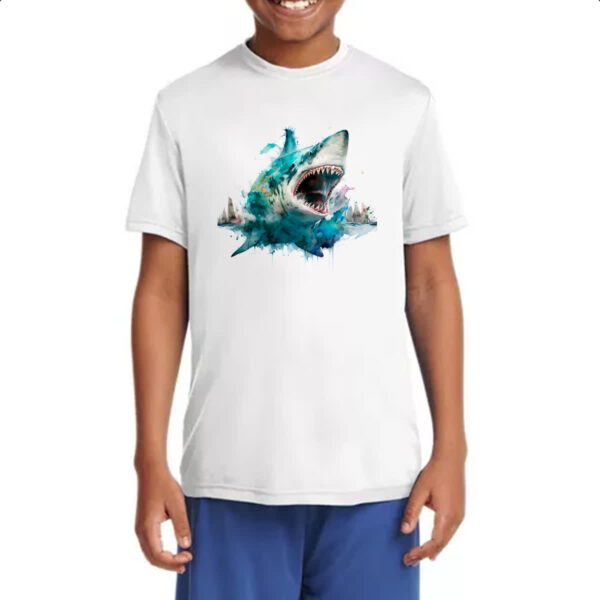 Camiseta Infanto Juvenil Megalodonte aquarela 3 - Imagem 4