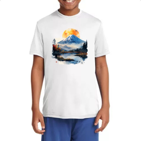Camiseta Infanto Juvenil Monte Fugi watercolor - Imagem 4