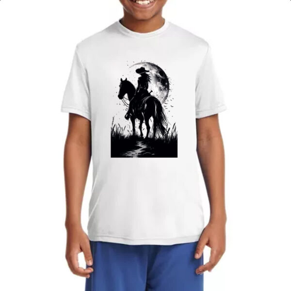 Camiseta Infanto Juvenil Mulher cowgirl sunset PB - Imagem 4