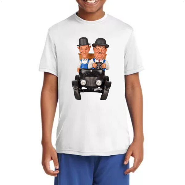 Camiseta Infanto Juvenil Nostalgia O Gordo e o Magro Calhambeque - Imagem 4