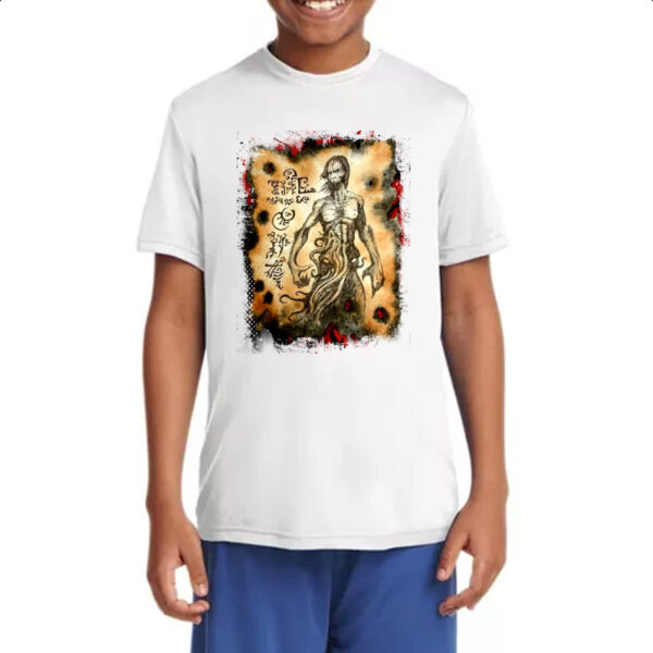 Camiseta Infanto Juvenil Necronomicon Fragmento Cthulhu Larp - Imagem 4