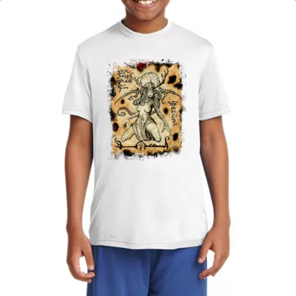 Camiseta Infanto Juvenil Necronomicon Fragmento Deusa Hiperboria - Imagem 4