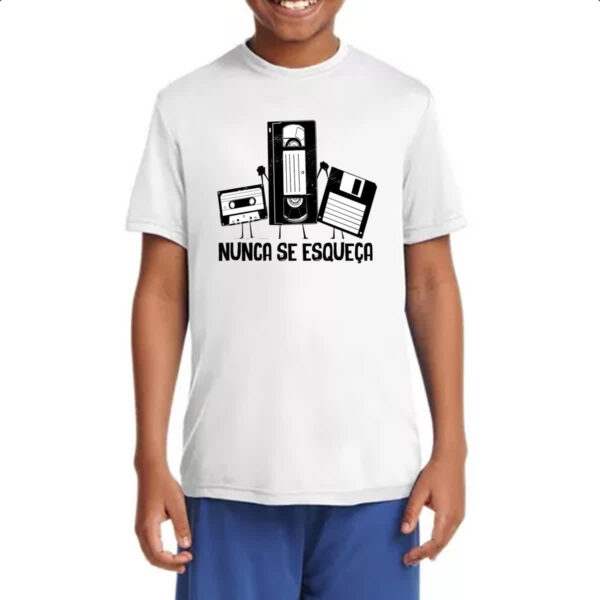 Camiseta Infanto Juvenil Nunca se esqueca K7 VHS e Disquete - Imagem 4