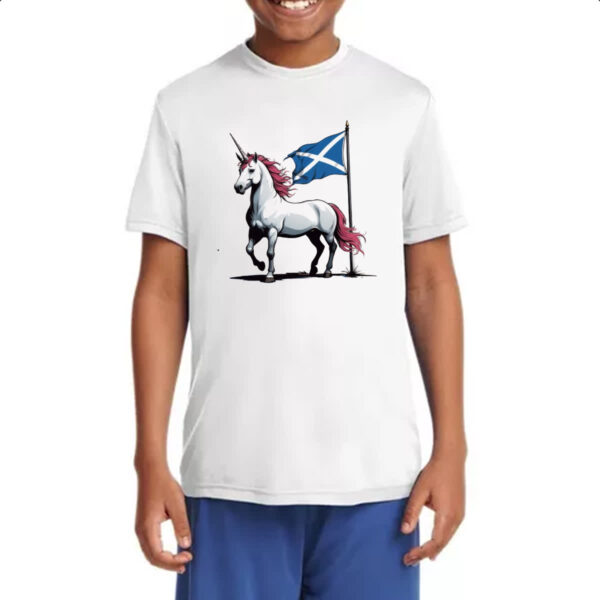Camiseta Infanto Juvenil Unicornio bandeira Escocia - Imagem 4