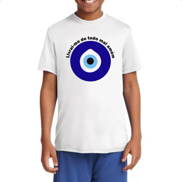 Camiseta Infanto Juvenil Olho grego livrai-me do mal - Imagem 4