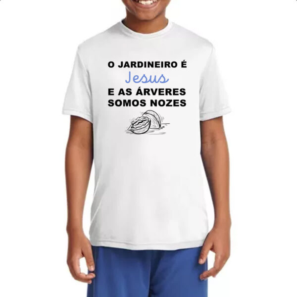 Camiseta Infanto Juvenil O Jardineiro e Jesus - Imagem 4