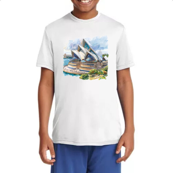 Camiseta Infanto Juvenil Opera de Sydney watercolor - Imagem 4