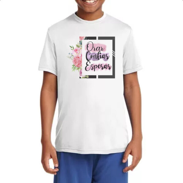 Camiseta Infanto Juvenil Orar Confiar Esperar - Imagem 4