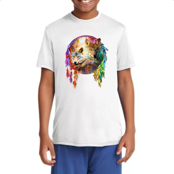 Camiseta Infanto Juvenil Apanhador de sonhos casal de lobo - Imagem 4