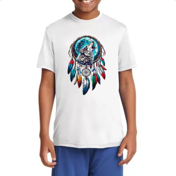 Camiseta Infanto Juvenil Apanhador de sonhos lobo uivando - Imagem 4