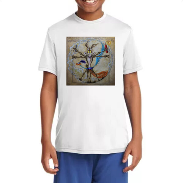 Camiseta Infanto Juvenil Papa Leguas e Coyote Vitruviano Da Vinci - Imagem 4