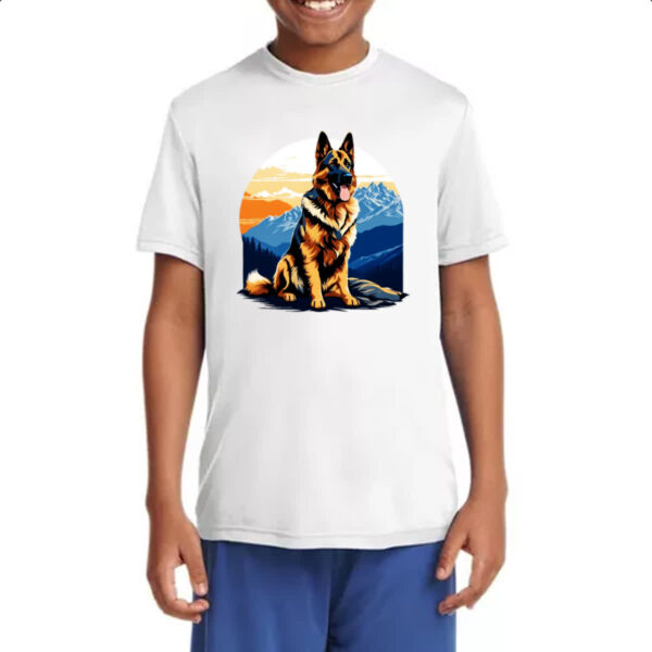 Camiseta Infanto Juvenil Pastor alemao montanhas - Imagem 4