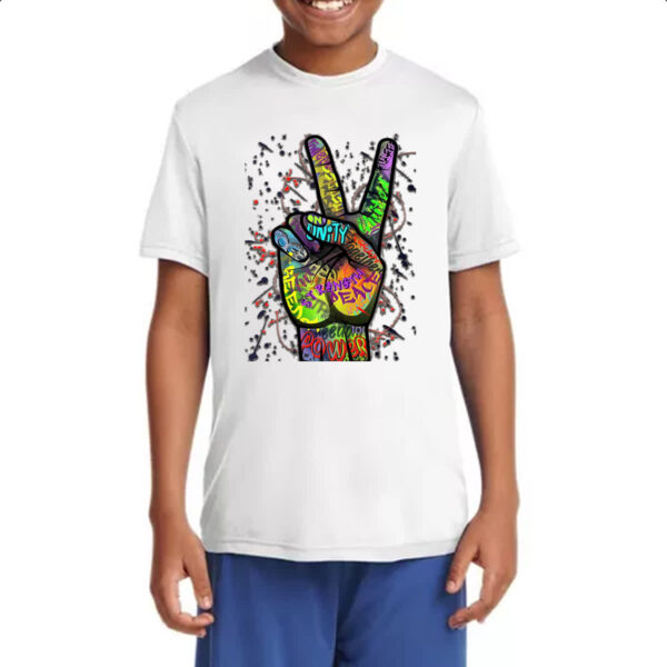 Camiseta Infanto Juvenil Paz e amor grafite - Imagem 4