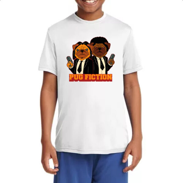 Camiseta Infanto Juvenil Pug Fiction parodia filme - Imagem 4