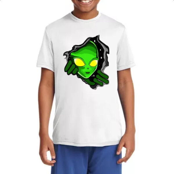 Camiseta Infanto Juvenil Portal dimensional com alienigena - Imagem 4