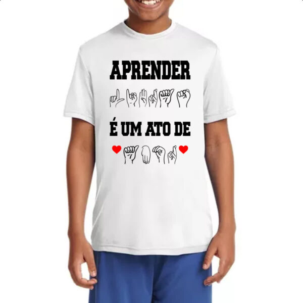 Camiseta Infanto Juvenil Aprender libra ato de amor - Imagem 4