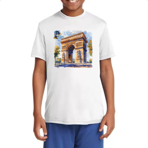 Camiseta Infanto Juvenil Arco do triunfo watercolor - Imagem 4