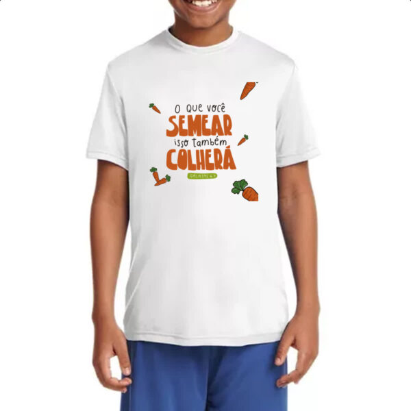 Camiseta Infanto Juvenil Religioso semear e colher - Imagem 4