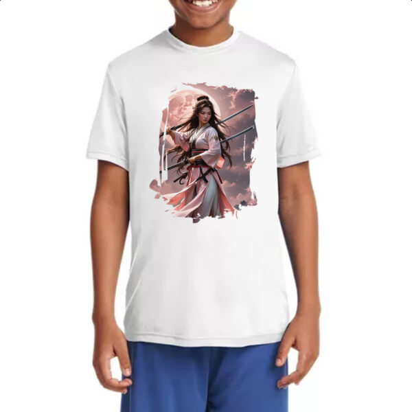 Camiseta Infanto Juvenil Samurai girl sunset rosa - Imagem 4