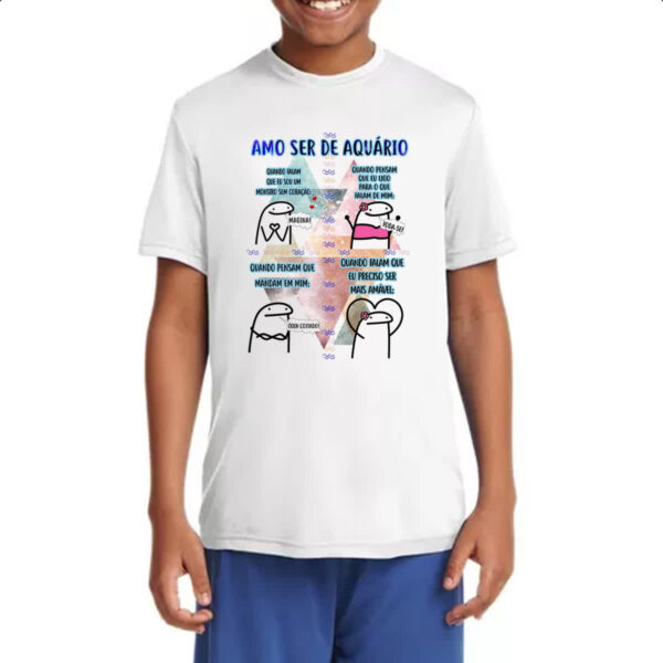 Camiseta Infanto Juvenil Signo Amo ser de Aquario - Imagem 4