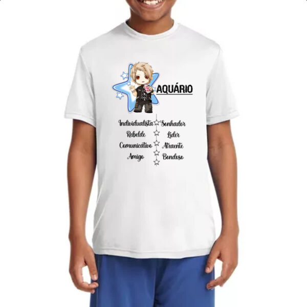 Camiseta Infanto Juvenil Signo Cute Aquario - Imagem 4