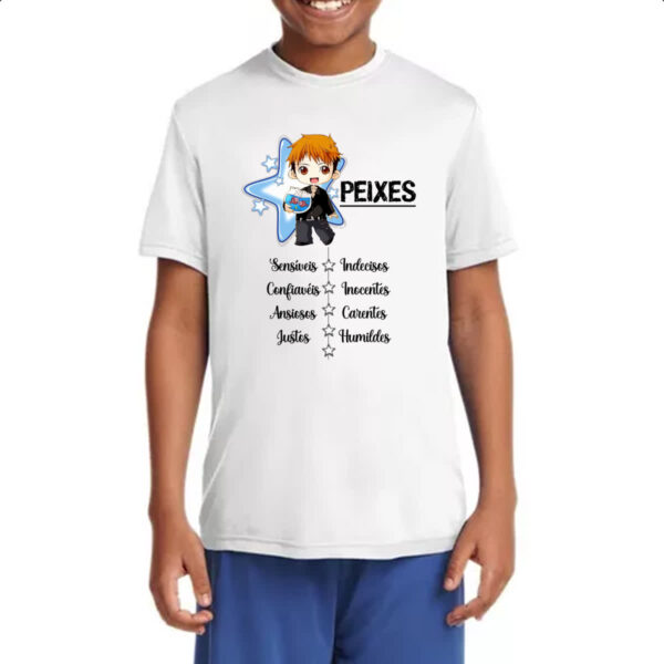 Camiseta Infanto Juvenil Signo Cute Peixes - Imagem 4