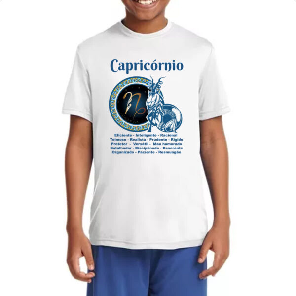 Camiseta Infanto Juvenil Signo de Capricornio adjetivos - Imagem 4