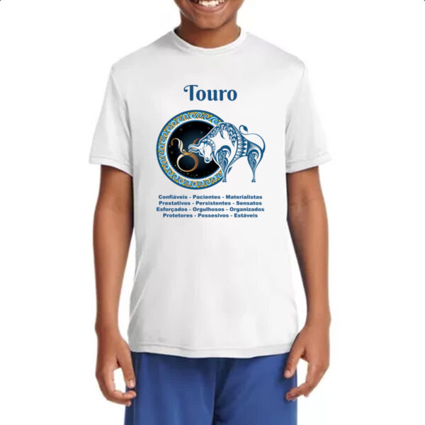 Camiseta Infanto Juvenil Signo de Touro adjetivos - Imagem 4