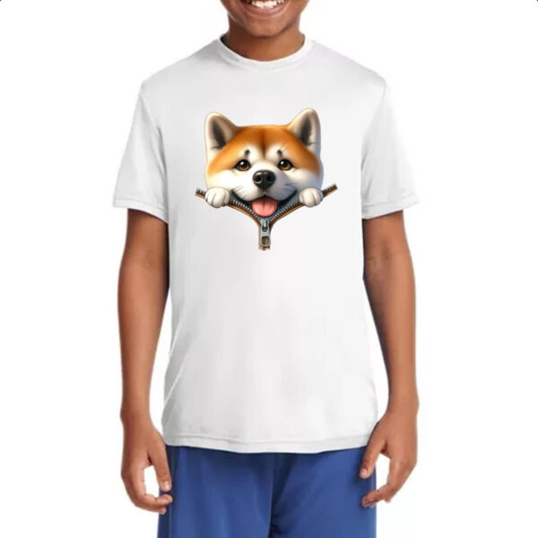 Camiseta Infanto Juvenil Shiba Inu no Ziper - Imagem 4