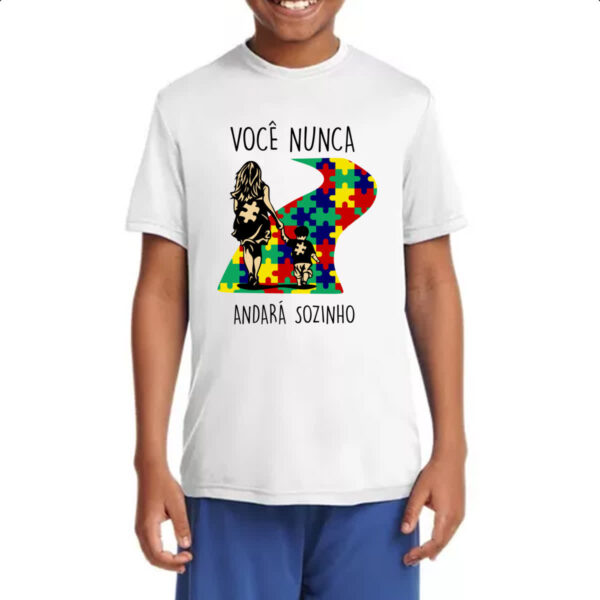 Camiseta Infanto Juvenil Autismo Voce nunca andara sozinho Mae - Imagem 4