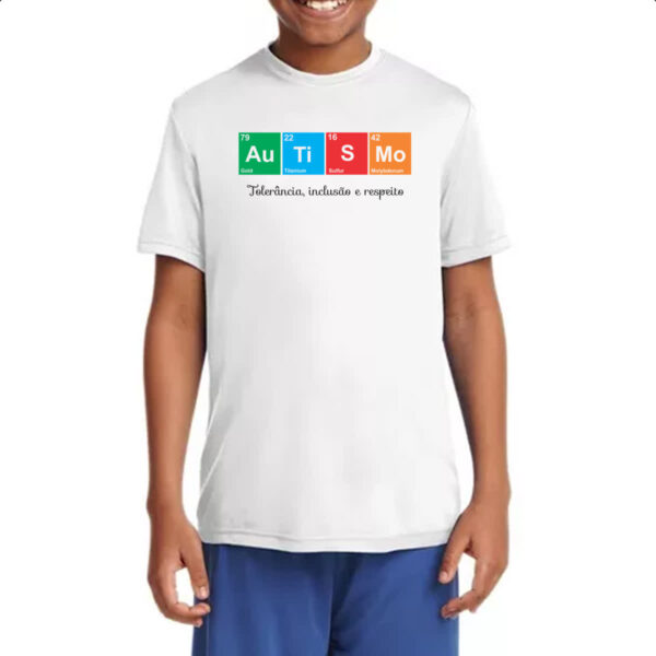 Camiseta Infanto Juvenil Autismo tabela periodica - Imagem 4