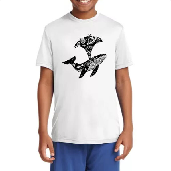 Camiseta Infanto Juvenil Baleia universo estrelas - Imagem 4