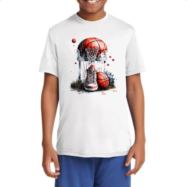 Camiseta Infanto Juvenil Basquete tenis cesta e bola - Imagem 4