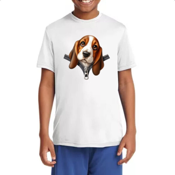 Camiseta Infanto Juvenil Basset Hound no Ziper - Imagem 4