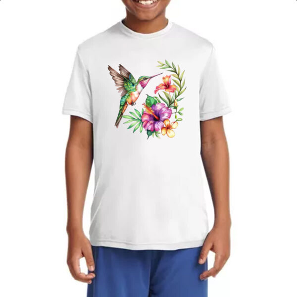 Camiseta Infanto Juvenil Beija flor na flor - Imagem 4