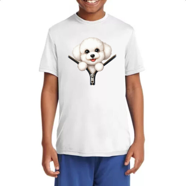 Camiseta Infanto Juvenil Bichon Frise no Ziper - Imagem 4