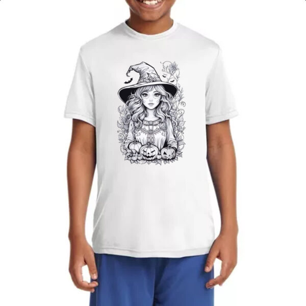 Camiseta Infanto Juvenil Bruxinha Art Line Halloween - Imagem 4