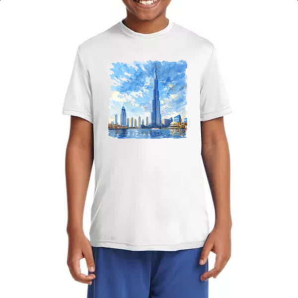Camiseta Infanto Juvenil Burj Khalifa watercolor - Imagem 4