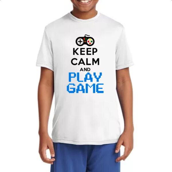 Camiseta Infanto Juvenil Keep Calm and Play Game - Imagem 4