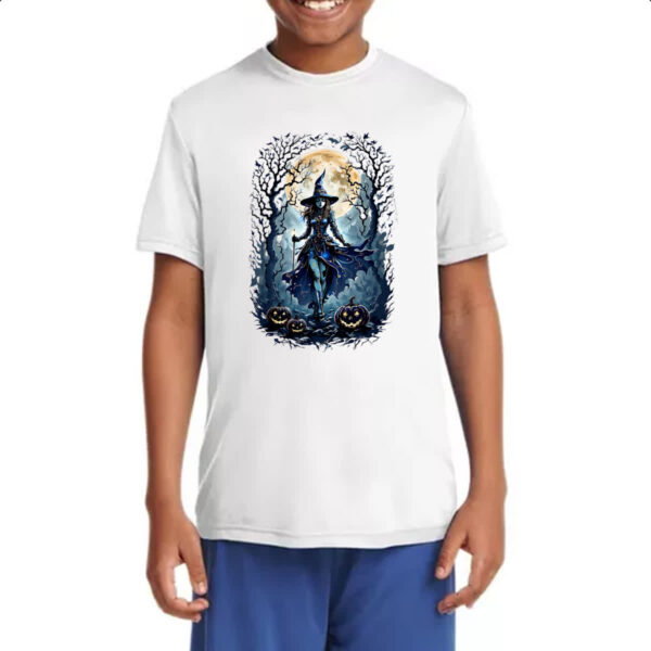 Camiseta Infanto Juvenil Halloween Bruxa Noite Lua Cheia - Imagem 4