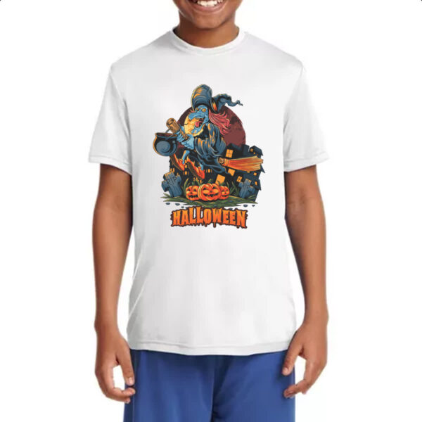 Camiseta Infanto Juvenil Halloween Bruxa voando vassoura - Imagem 4